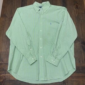 Polo Ralph Lauren Classic Fit Mens Green Gingham Check Button Down Shirt L